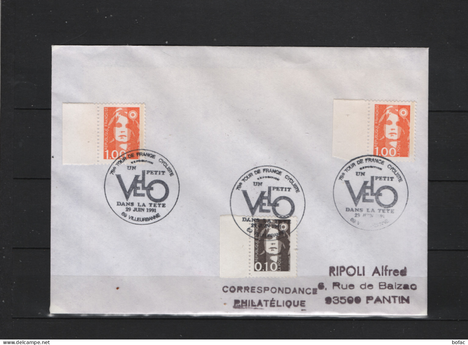 PRIX FIXE. Tour De France Cyclisme 1991 69 Villeurbanne  3099 - Commemorative Postmarks