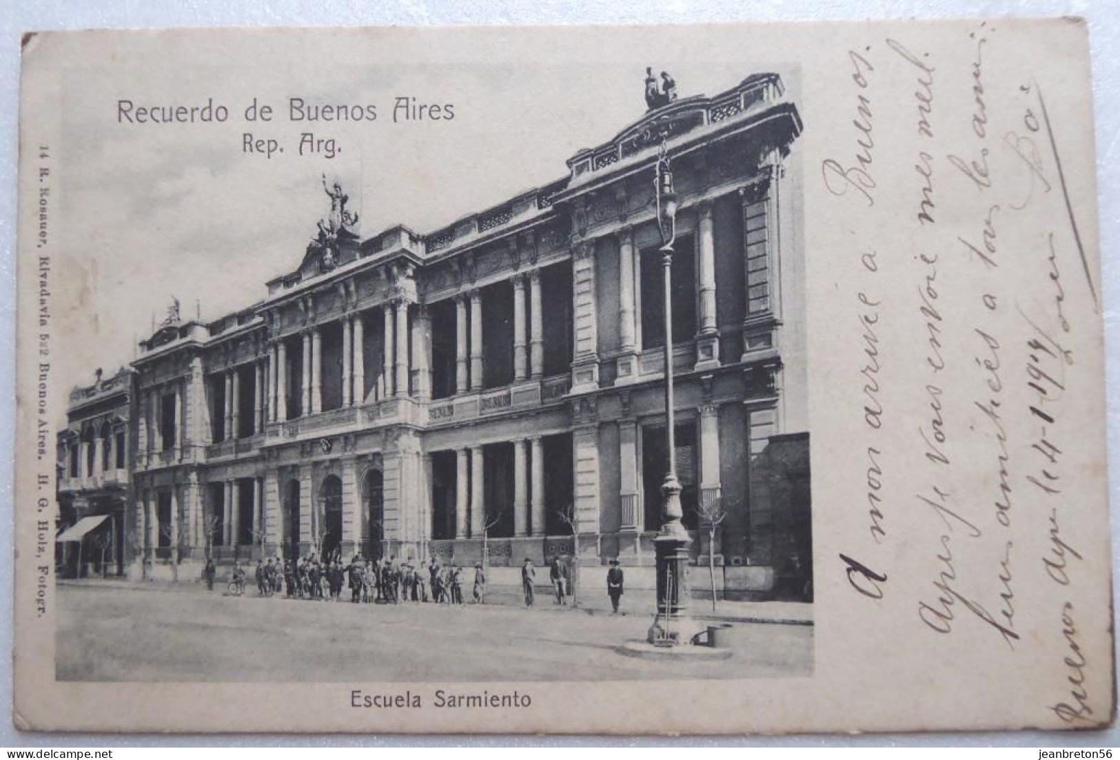 Recuerdo De Buenos Aires - Escuela Sarmiento - CPA 1904 - Argentina