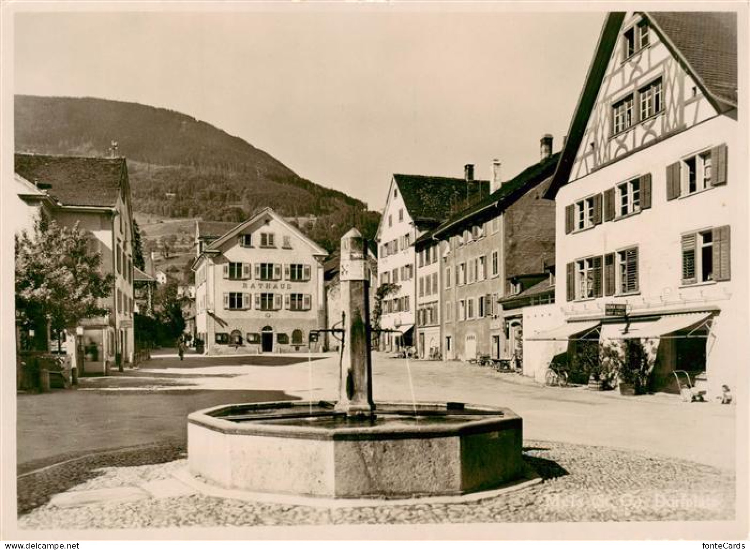 13869369 Mels SG Dorfplatz Brunnen Rathaus  - Other & Unclassified