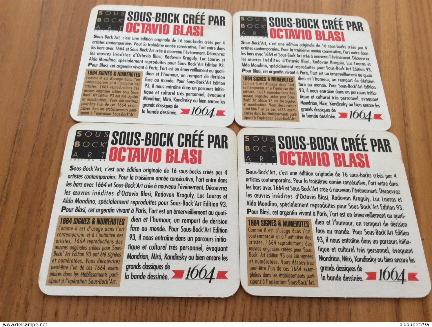 Sous-bock "1664 - Art - OCTAVIO BLASI - 93" (4 Pièces) - Beer Mats