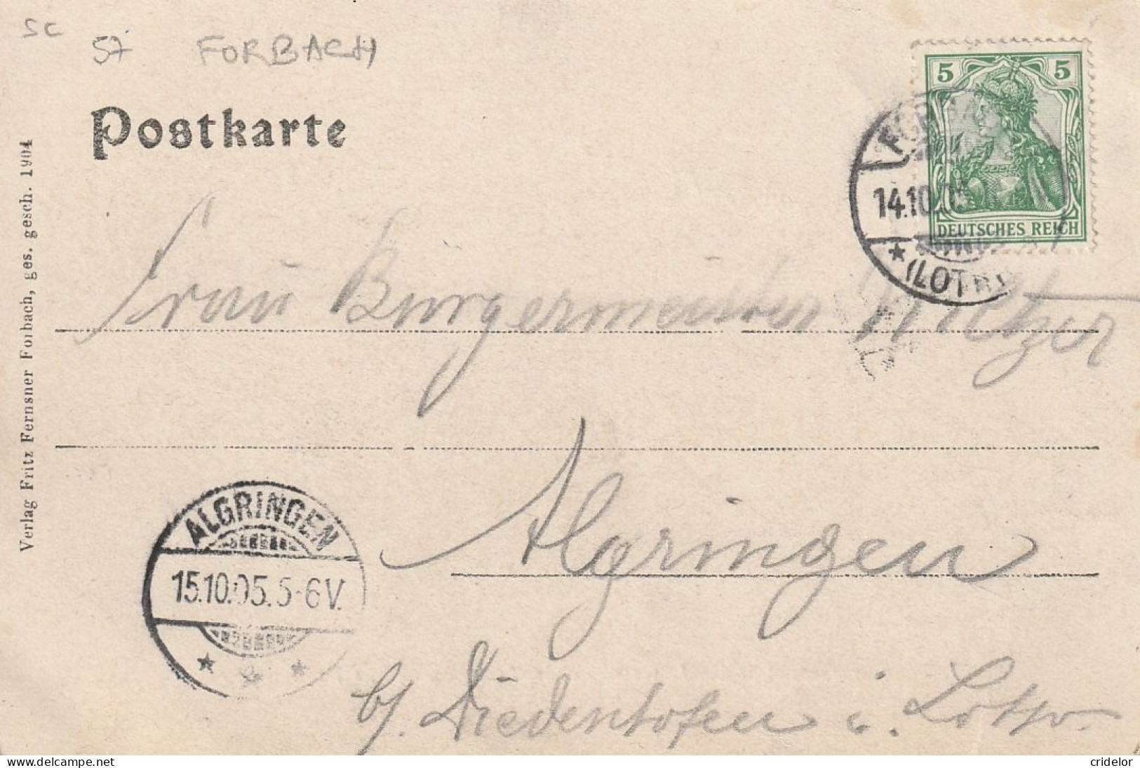 57 - FORBACH - MILITAIRES ALLEMANDS - MESS DES OFFICIERS DU 16 EME TRAIN - BATAILLON LORRAIN - BEL AFFRANCHISSEMENT 1905 - Forbach