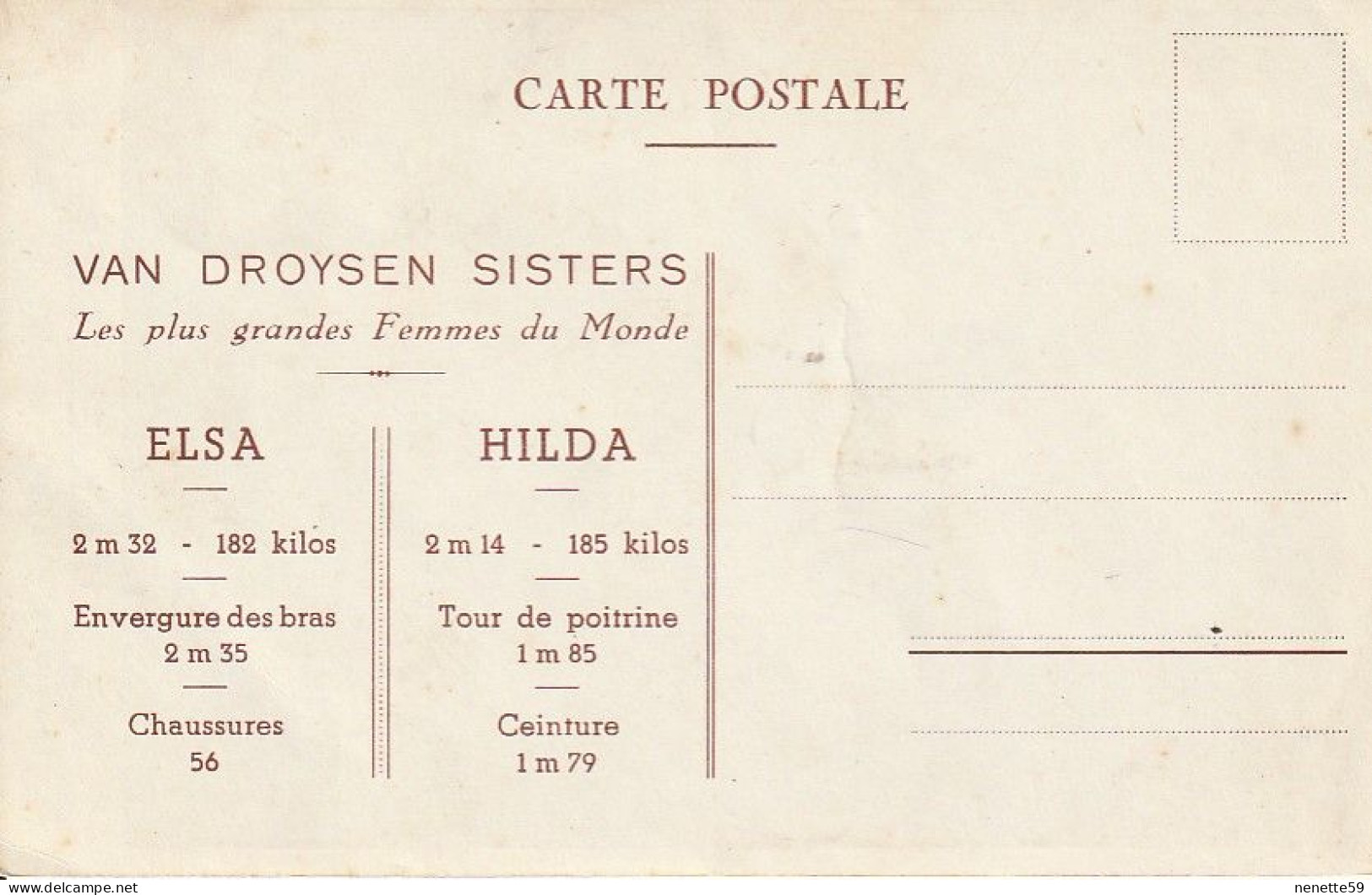 LES PLUS GRANDES FEMMES DU MONDE -- VAN DROYSEN SISTERS 2.14 Et 2.32 M - Andere & Zonder Classificatie