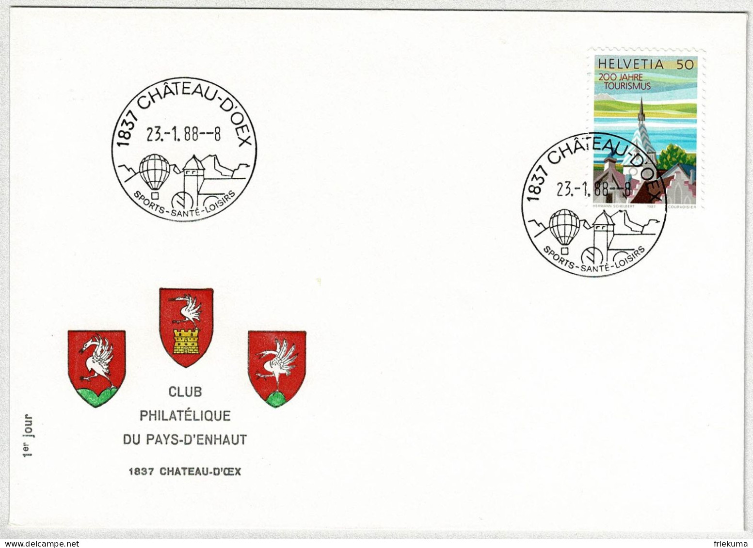 Schweiz / Helvetia 1988, Briefumschlag Château-d'Oex, Ersttag Stempel, Ballon / Balloon - Luchtballons