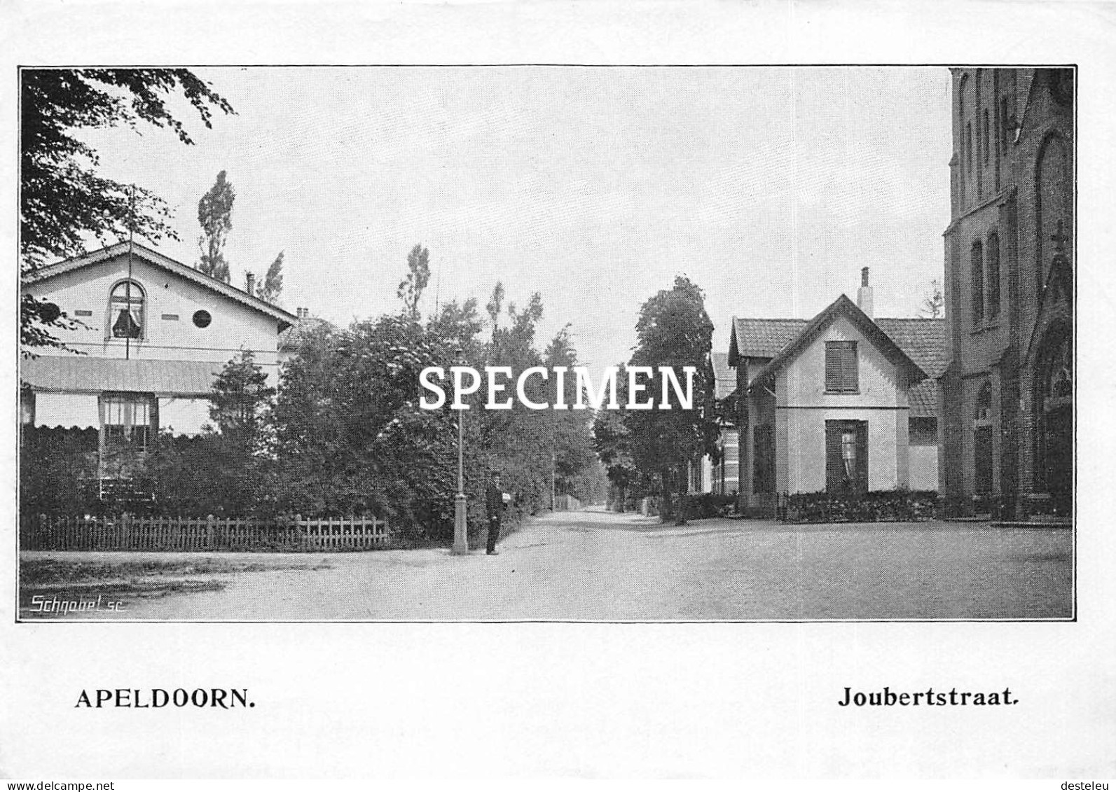 Prent - Joubertstraat Apeldoorn  - 8.5x12.5 Cm - Apeldoorn