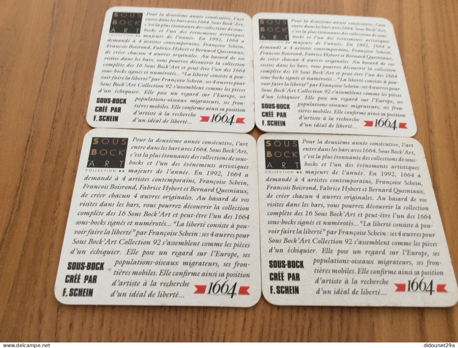 Sous-bock "1664 - Art - F. SCHEIN - 92" (4 Pièces) - Beer Mats