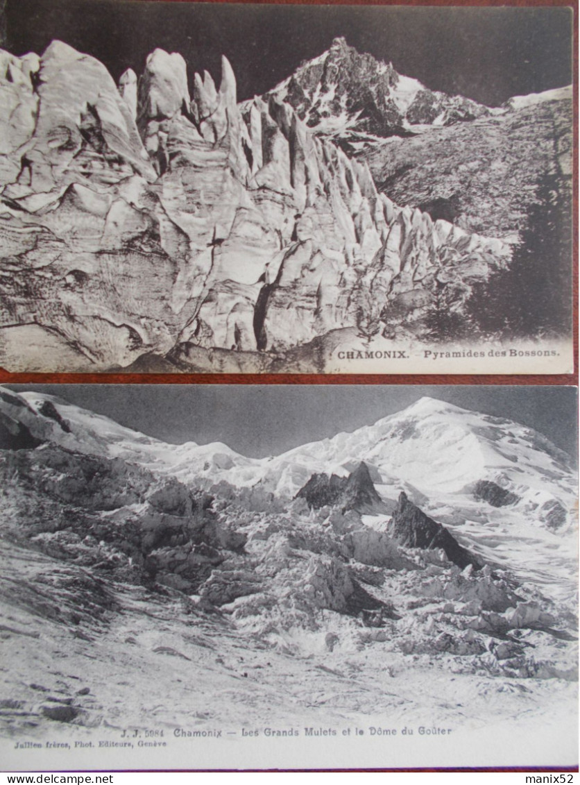 74 - CHAMONIX - Les Grands Mulets Et Le Dôme Du Goûter - Pyramides Des Bossons. (lot De 2 CPA) - Chamonix-Mont-Blanc