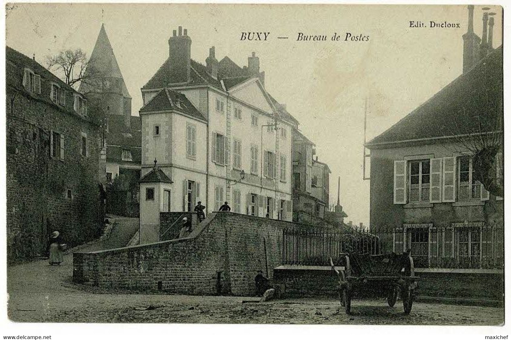 Buxy - Bureau De Postes (animation, Char En Bois) Circulé 1912, Cachet Convoyeur De Cluny à Chalon - Other & Unclassified