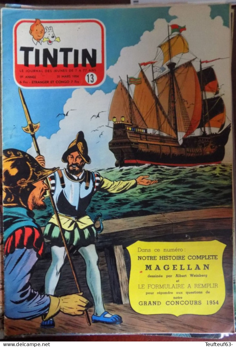 Tintin N° 13:1954 Weinberg ( Magellan ) - Kuifje