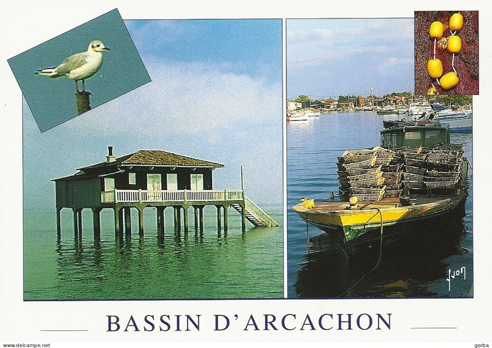 *CPM - 33 - ARCACHON - 2 Vues Du Bassin - Blason - Arcachon
