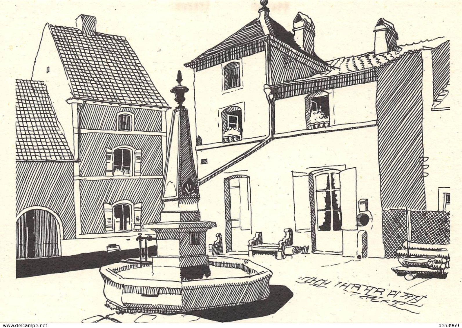 SCEY-sur-SAONE (Haute-Saône) - Fontaine - Dessin De Jean Garneret, Juillet 1961 - Edit. Folklore Comtois, 1995 (2 Scans) - Scey-sur-Saône-et-Saint-Albin