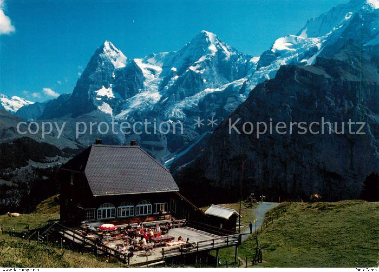 13837997 Muerren BE Berggasthof Allmendhubel Bergstation Mit Eiger Und Moench Be - Sonstige & Ohne Zuordnung