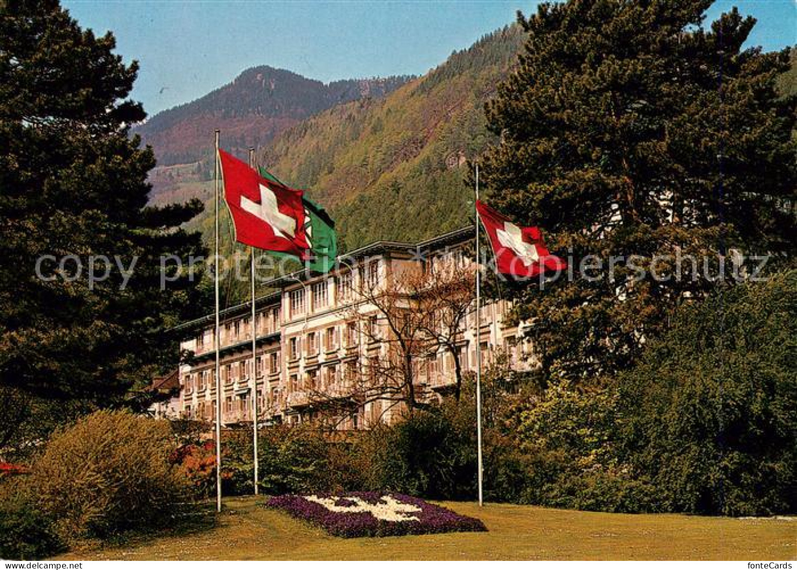 13836049 Bad Ragaz Ragatz SG Hotel Quellenhof Schweizer Flagge  - Autres & Non Classés