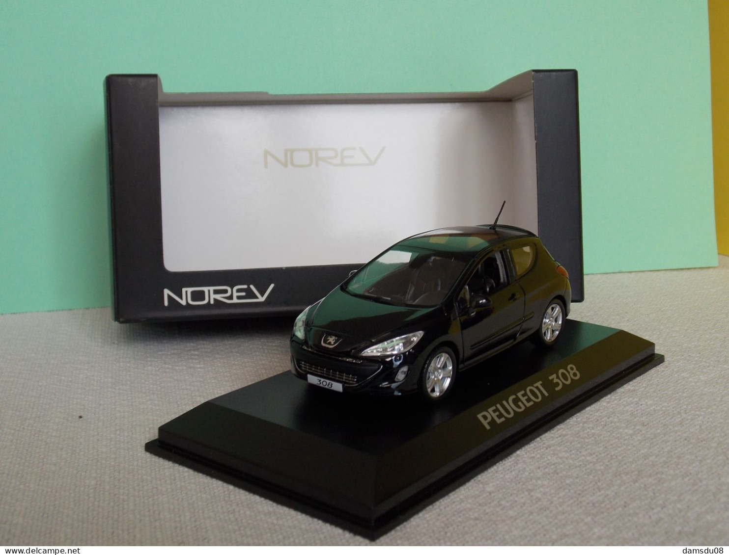 Norev Peugeot 308 3 Portes Noir Echelle 1/43 En Boite Vitrine Et Surboite Carton - Norev