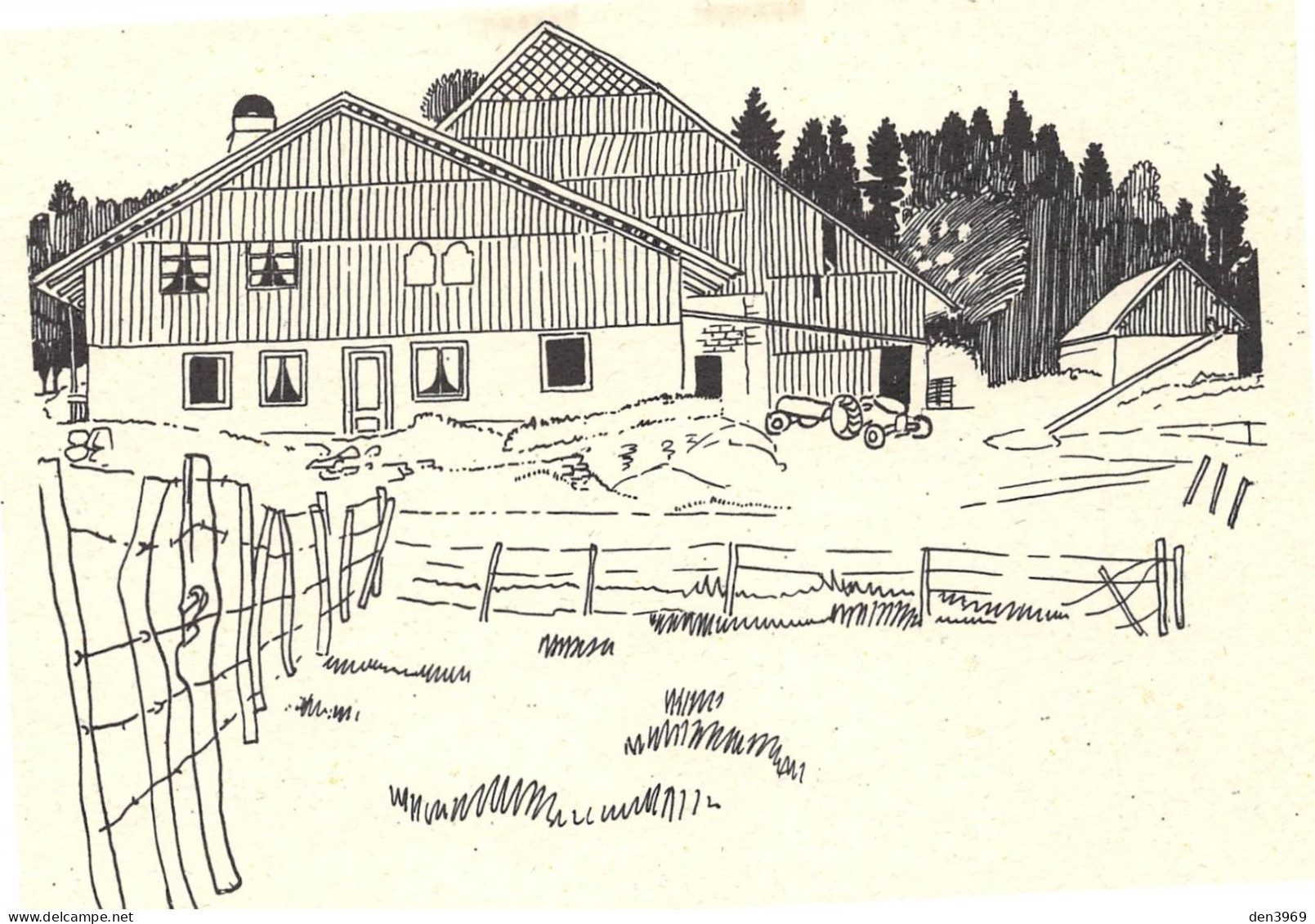 Mont De FUANS (Doubs) - Ferme - Dessin De Jean Garneret, Avril 1976 - Editions Folklore Comtois, 1995 (2 Scans) - Autres & Non Classés