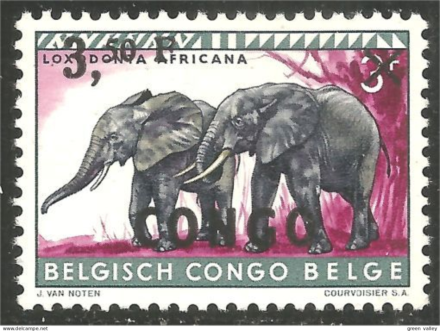 AS-60c Congo Surcharge 3f50 Elephant Elefante Norsu Elefant Olifant MNH ** Neuf SC - Andere & Zonder Classificatie