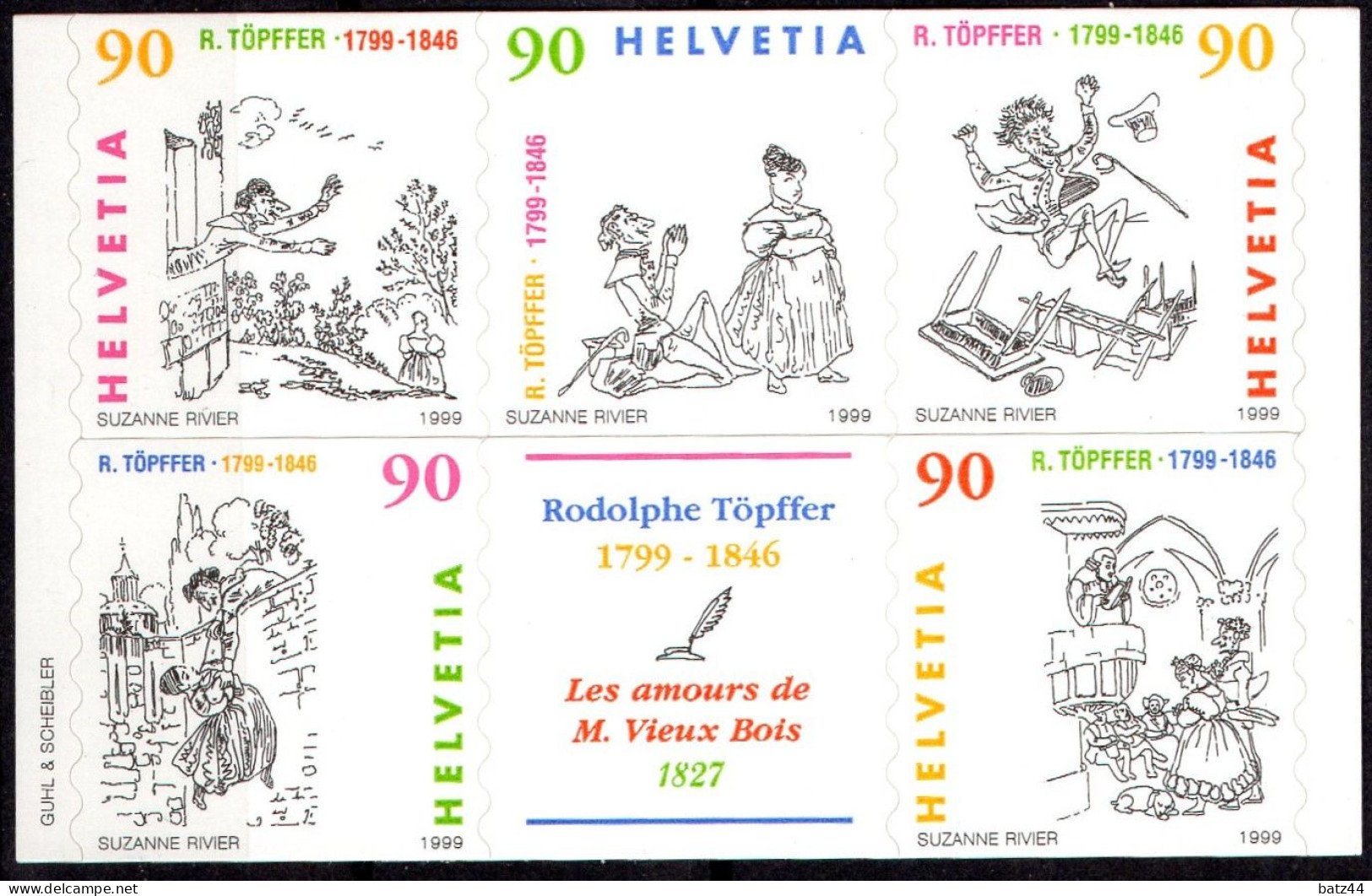 SUISSE 1999 N° YT 1603 à 1607 Bicentenaire Naissance Rodolphe Töpffer** Neuf Sans Charnière - Unused Stamps