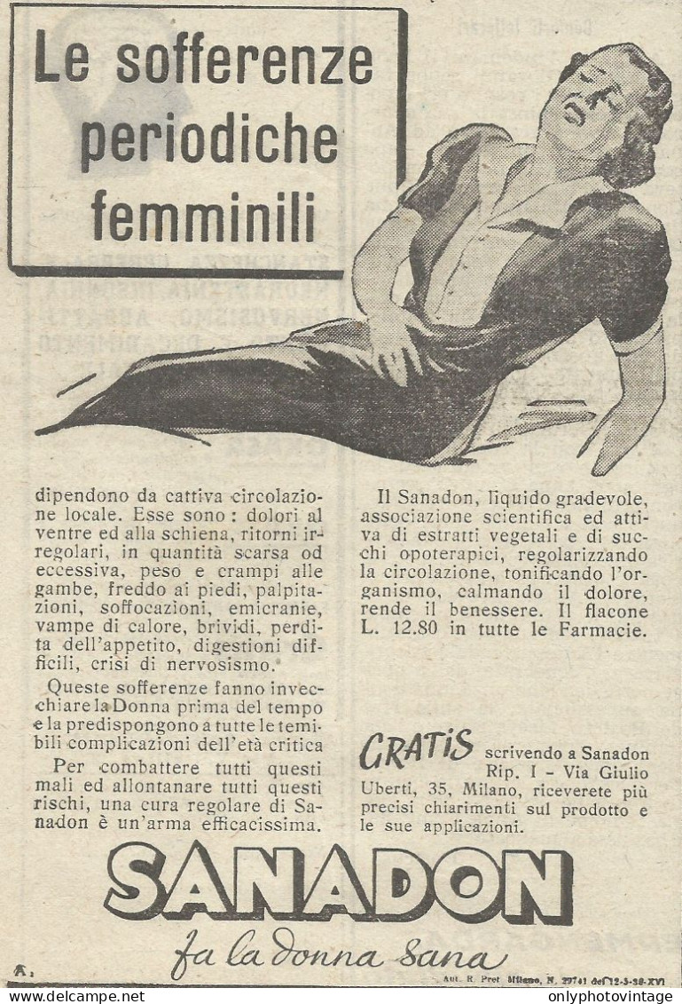 SANADON - Pubblicità 1939 - Advertising - Advertising