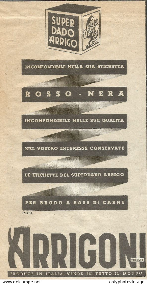 Super Dado ARRIGONI - Pubblicità 1929 - Advertising - Advertising