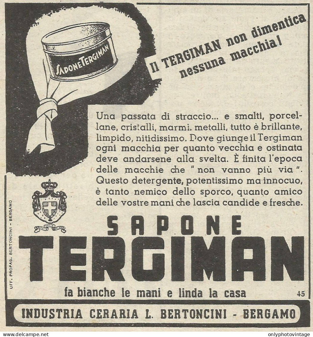 Sapone Tergiman - Pubblicità 1939 - Advertising - Advertising