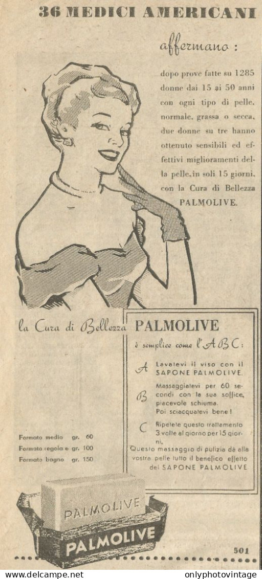 La Cura Di Bellezza Palmolive - Pubblicità 1949 - Advertising - Advertising