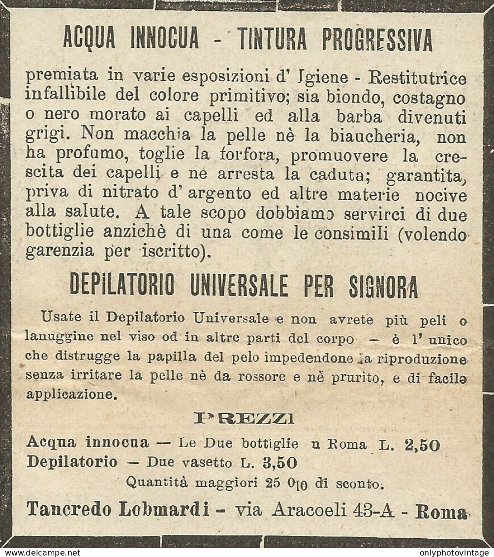 Depilatorio Universale Per Signora - Pubblicità 1904 - Advertising - Pubblicitari