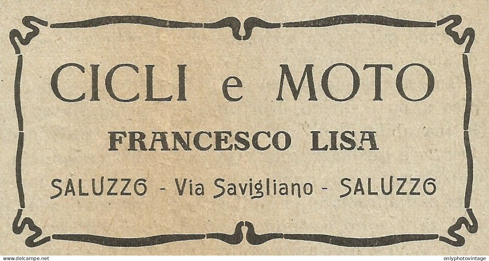 Cicli E Moto Francesco Lisa - Saluzzo - Pubblicità 1904 - Advertising - Pubblicitari