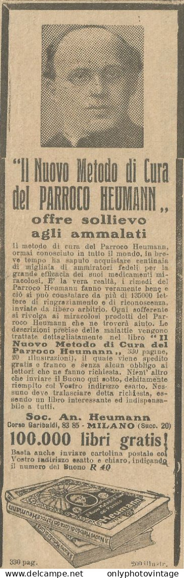 Metodo Di Cura Del Parroco Heumann - Pubblicità 1926 - Advertising - Pubblicitari