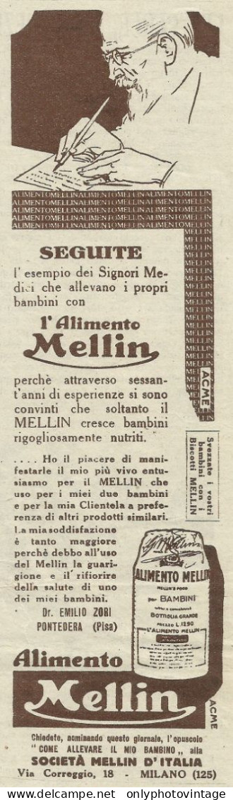 Alimento MELLIN - Pubblicità 1929 - Advertising - Pubblicitari
