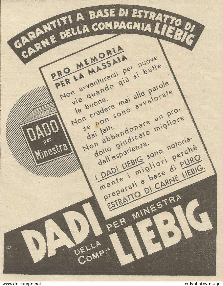 Dadi Per Minestra LIEBIG - Pubblicità 1933 - Advertising - Publicités