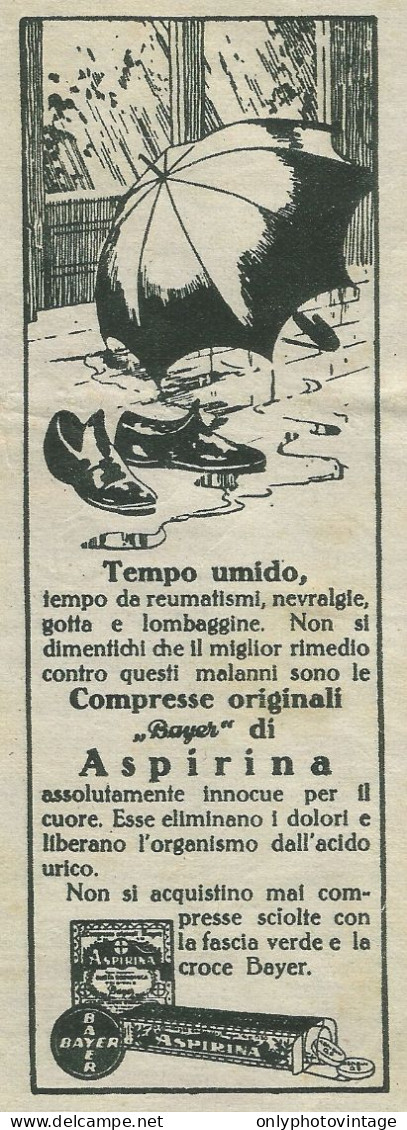 Compresse Di Aspirina - Pubblicità 1927 - Advertising - Publicités