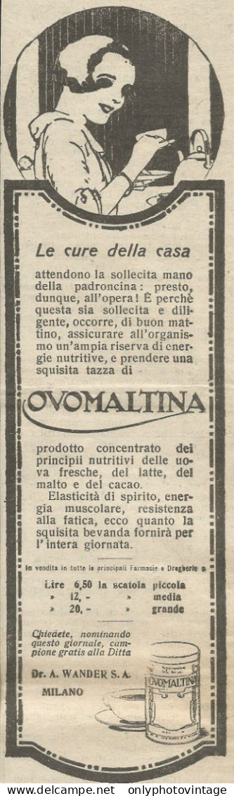 Ovomaltina Le Cure Della Casa - Pubblicità 1925 - Advertising - Advertising