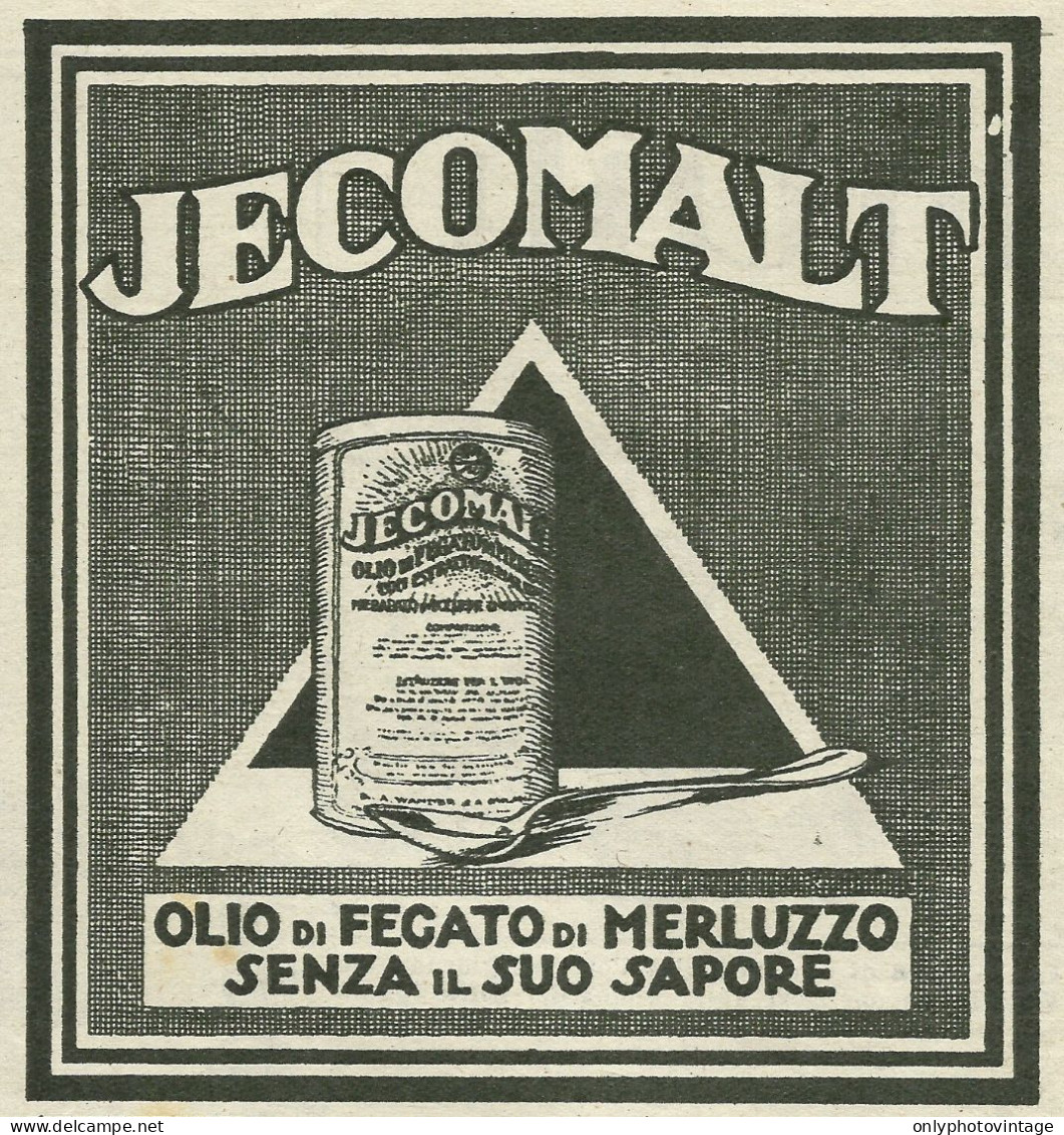 JECOMALT - Olio Di Fegato Di Merluzzo - Pubblicità 1929 - Advertising - Advertising