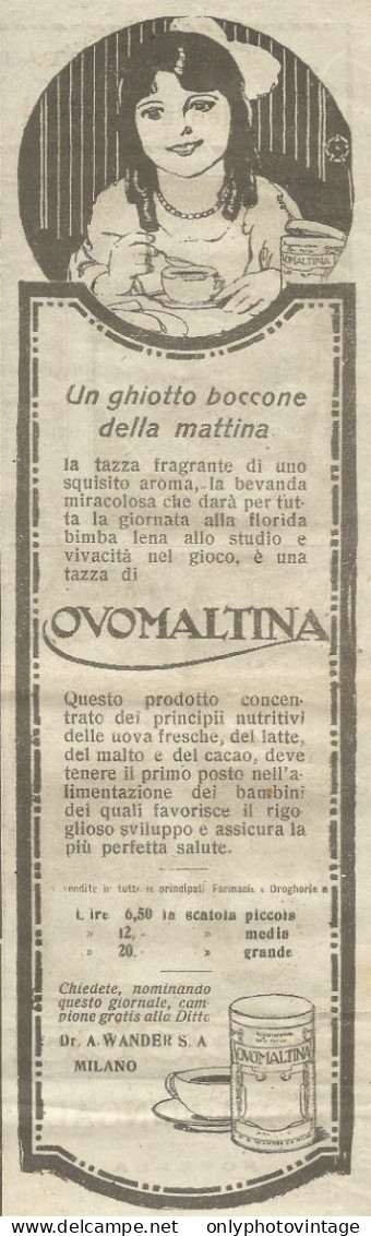Ovomaltina Un Ghiotto Boccone Della Mattina_Pubblicità 1926 - Advertising - Advertising