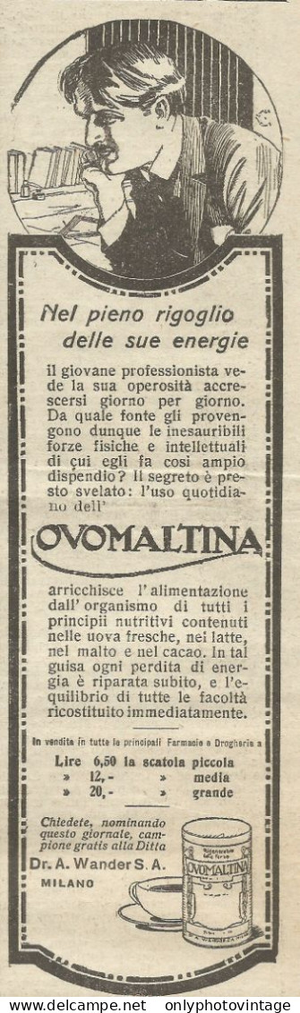 Ovomaltina Nel Pieno Rigoglio Energetico - Pubblicità 1928 - Advertising - Advertising