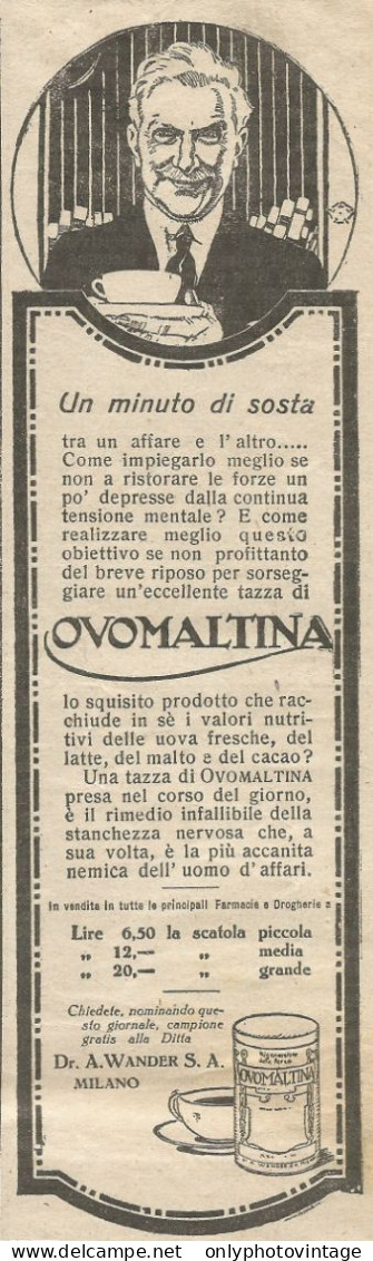 Ovomaltina Un Minuto Di Sosta - Pubblicità 1925 - Advertising - Reclame