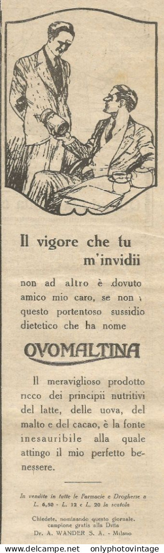 Ovomaltina Il Vigore Che Tu Mi Invidi - Pubblicità 1928 - Advertising - Reclame