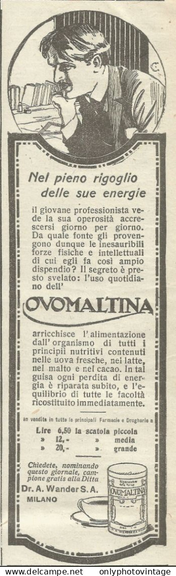 Ovomaltina Nel Pieno Rigoglio Energetico - Pubblicità 1925 - Advertising - Publicités