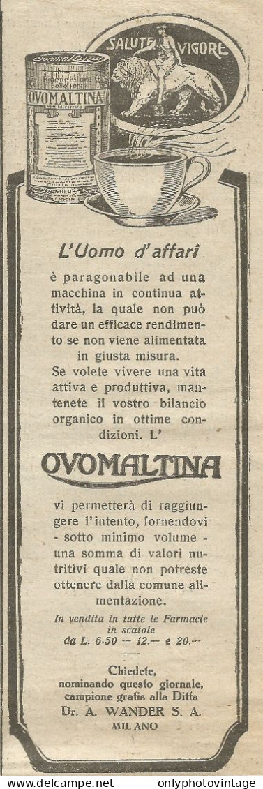 Ovomaltina L'uomo D'affari - Pubblicità 1925 - Advertising - Reclame