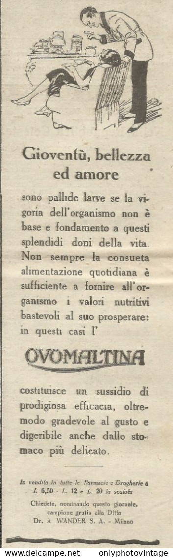 Ovomaltina Gioventù, Bellezza E Amore - Pubblicità 1928 - Advertising - Publicités