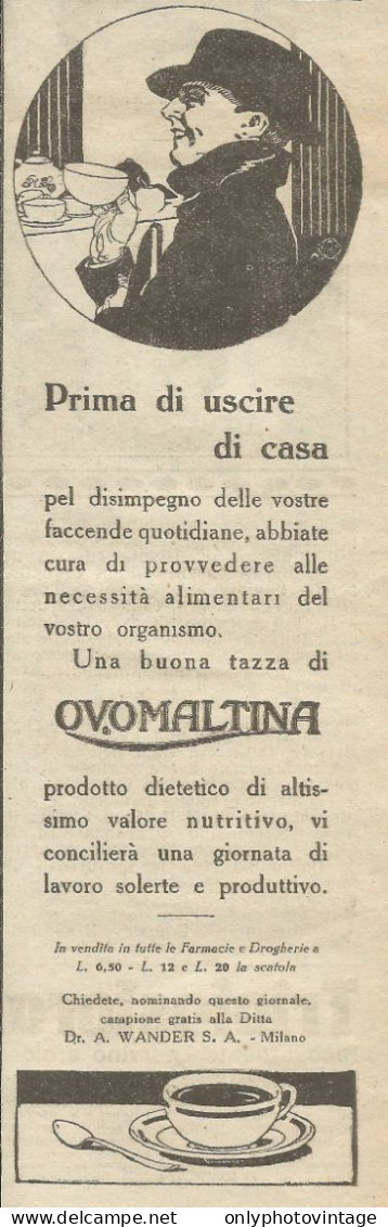 Ovomaltina Prima Di Uscire Di Casa - Pubblicità 1928 - Advertising - Publicités