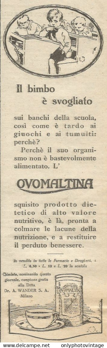 Ovomaltina Il Bimbo è Svogliato - Pubblicità 1928 - Advertising - Advertising