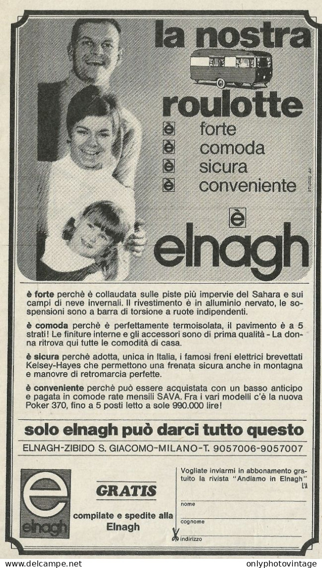 La Nostra Roulotte è Elnagh - Pubblicità 1967 - Advertising - Publicités