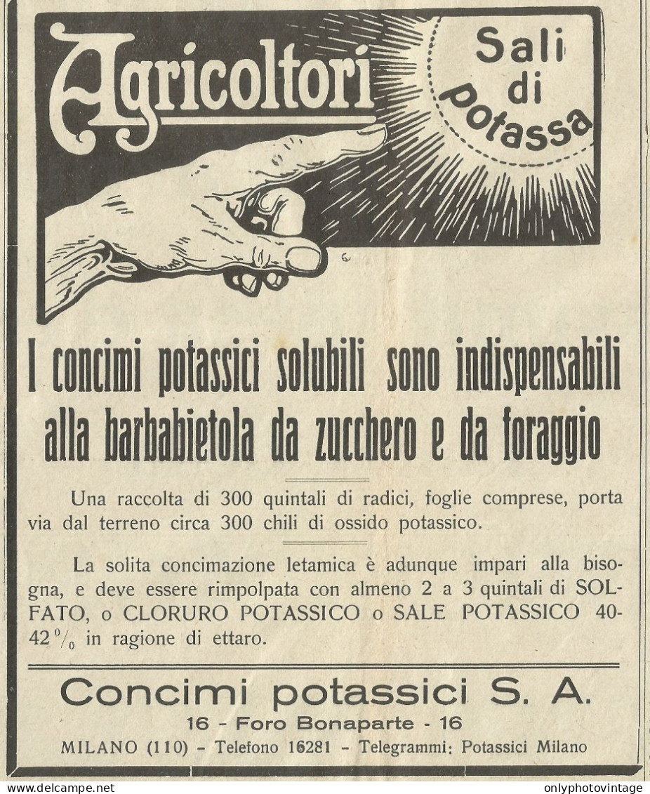 Concimi Potassici S. A. - Pubblicità 1915 - Advertising - Publicités