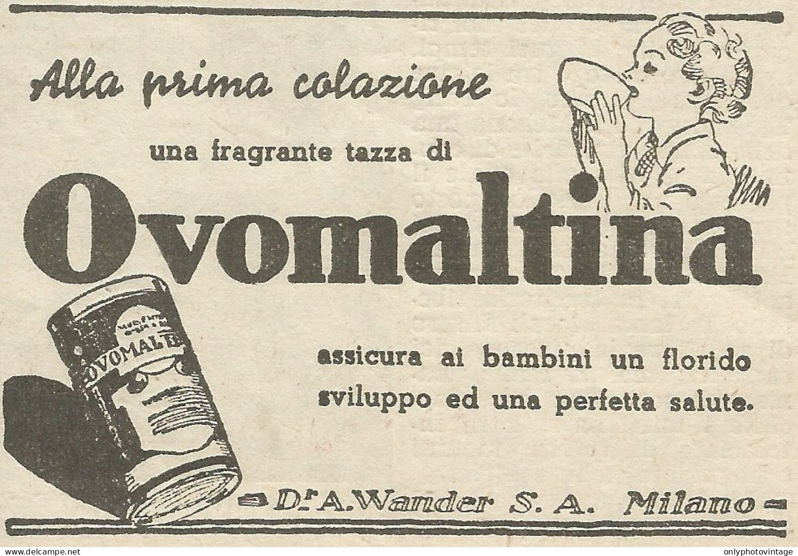 Ovomaltina Alla Prima Colazione - Pubblicità 1949 - Advertising - Reclame