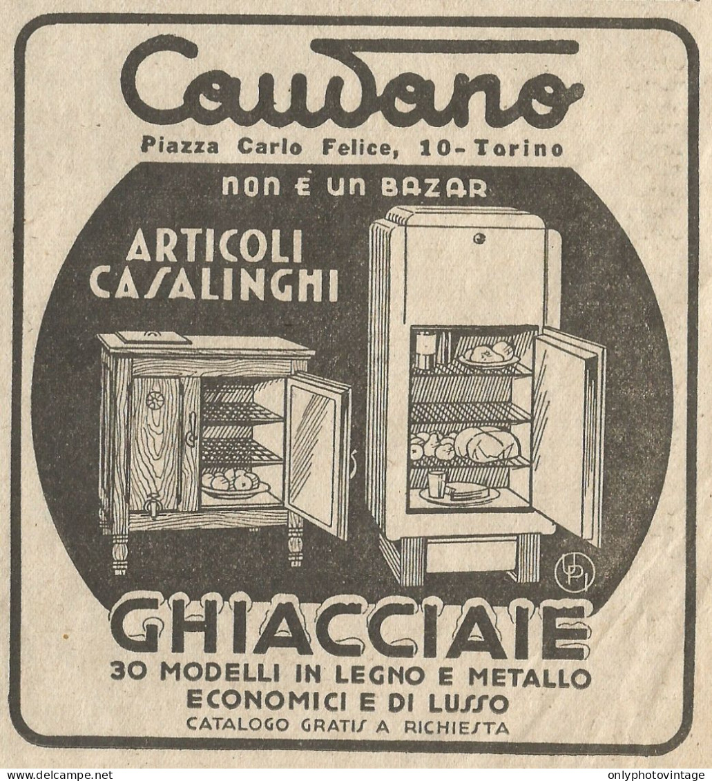 Ghiacciaie CAUDANO - Pubblicità 1940 - Advertising - Reclame