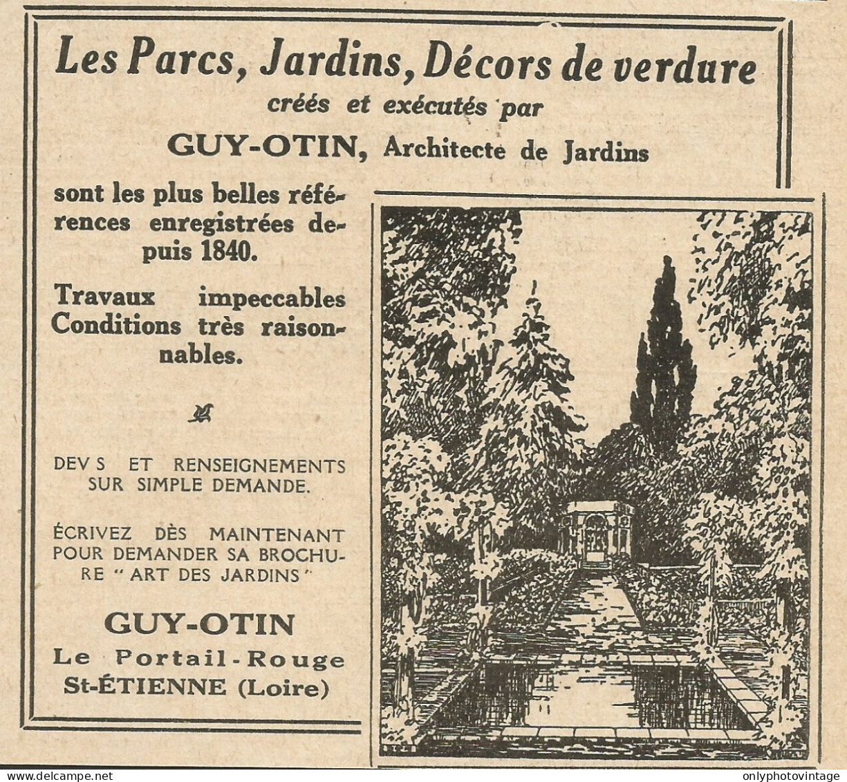 Dècors De Verdure GUY-OTIN - St. Etienne - Pubblicità 1929 - Advertising - Advertising