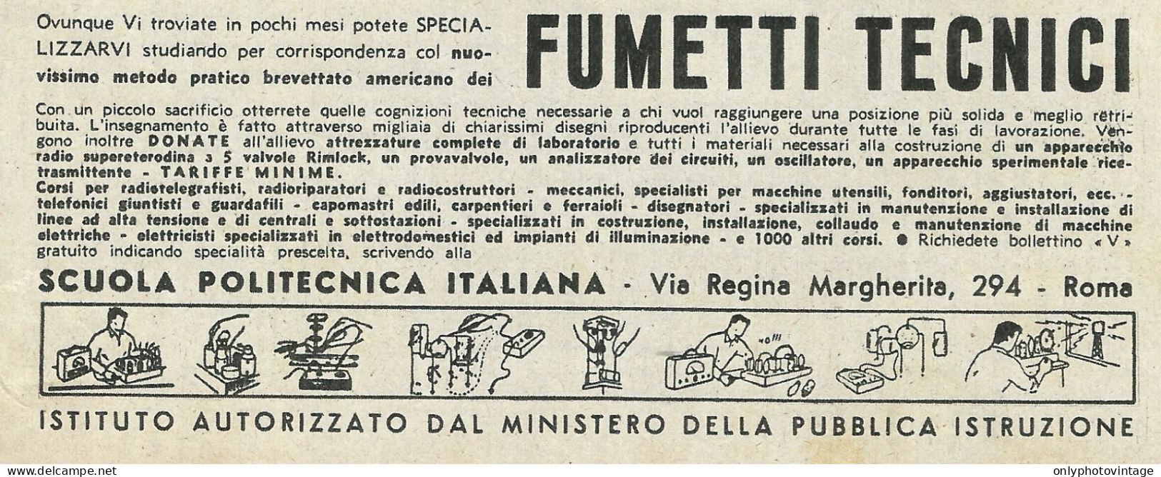 Scuola Politecnica Italiana_Fumetti Tecnici - Pubblicità 1953 - Advertis. - Advertising