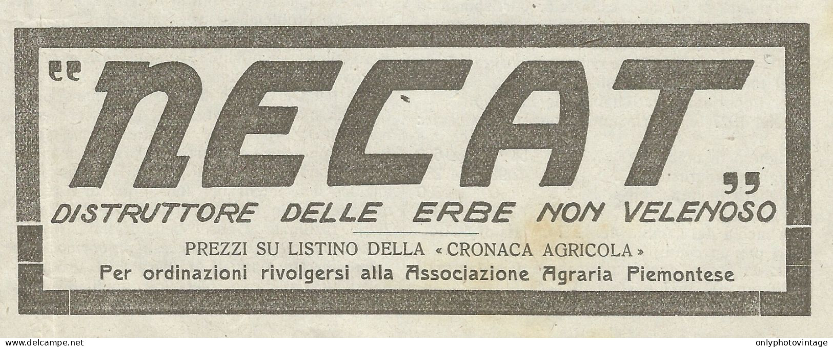 NECAT Distruttore Delle Erbe Non Velenoso - Pubblicità 1929 - Advertising - Reclame