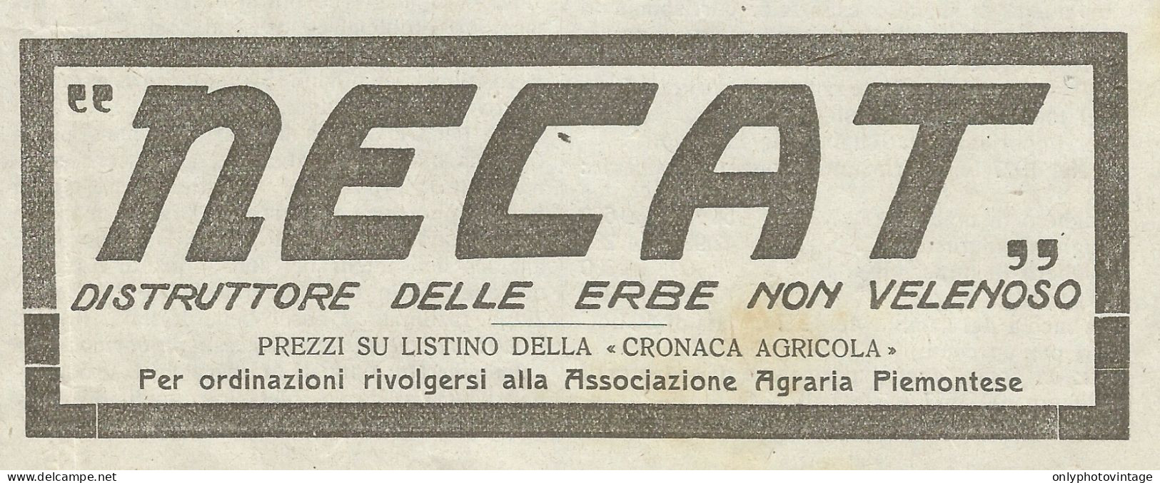 NECAT Distruttore Delle Erbe Non Velenoso - Pubblicità 1929 - Advertising - Publicités