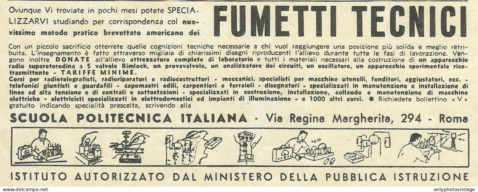 Scuola Politecnica Italiana_Fumetti Tecnici - Pubblicità 1955 - Advertis. - Advertising